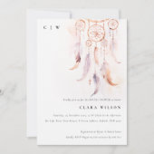 ボホフェザーミニマルドリームキャッチャーブライダルシャワー 招待状 (正面)