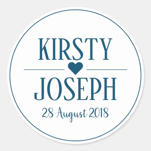 ボホフェザーモダンブルービーチ結婚式ステッカー ラウンドシール (正面)