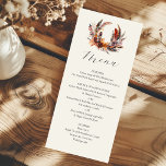 ボホフェザーリース書道秋の結婚式 メニュー<br><div class="desc">Boho羽リース書道秋の結婚式結婚式のレセプション、リハーサルのディナーまたは感謝の饗宴のような他のフェスティバル秋お祝いのためのメニュー。</div>