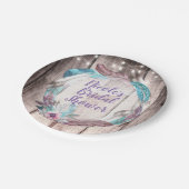 ボホフェザーリース&ストリングライトブライダルシャワー ペーパープレート (アングル)