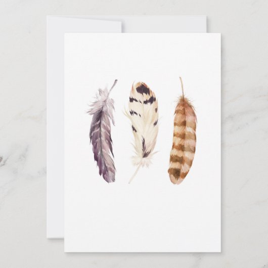 ボホフェザーワイルドワン金ゴールドガールファースト誕生日 招待状 (裏面)