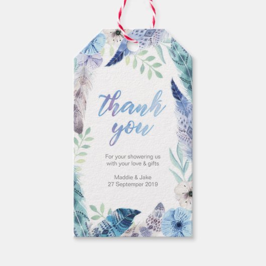 ボホフェザー感謝していユーメッセージカード ギフトタグ (正面)