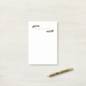 ボホフェザー水彩 |名前をカスタムする ポストイット (デスク上)