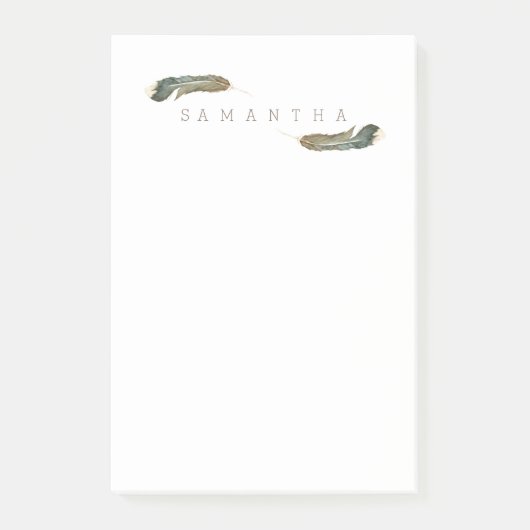 ボホフェザー水彩 |名前をカスタムする ポストイット (正面)