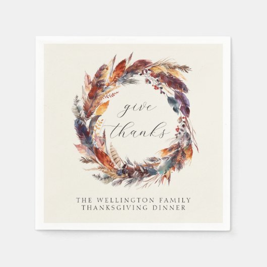 ボホフェザー秋葉サンクスギビングディナー スタンダードカクテルナプキン (正面)