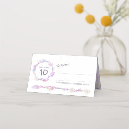 ボホフェザー結婚ビーズの紫色のゲスト座席表 プレイスカード