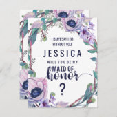 ボホフェザー&フローラが私のメイド・オブ・オーナー（花嫁付き添い人） 招待状 (正面/裏面)