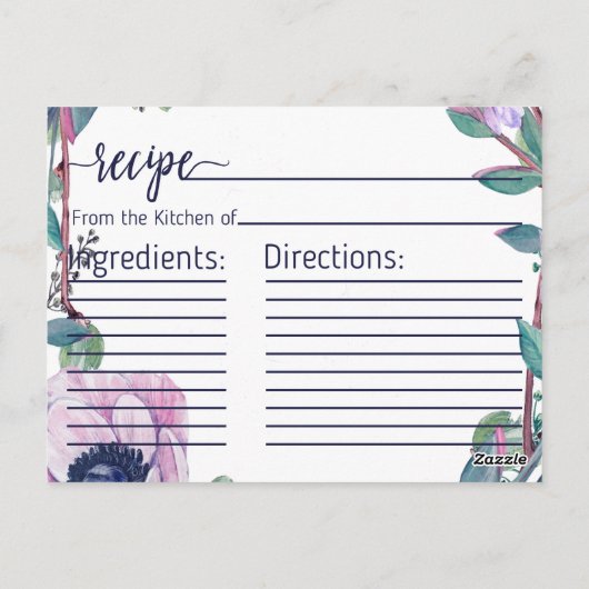 ボホフェザー&フローラブライダルシャワーレシピカード ポストカード (裏面)