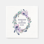 ボホフェザー&フローラリース結婚ズモノグラム スタンダードカクテルナプキン (正面)