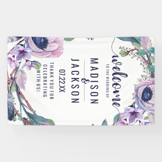 ボホフェザー&フローラリース結婚ズ・ウェルカム 横断幕 (横)