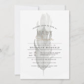 ボホフェザー |水彩赤ちゃんシャワー 招待状 (正面)