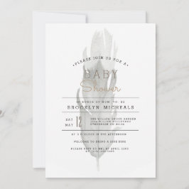 ボホフェザー |水彩赤ちゃんシャワー 招待状