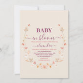 ボホフェミニンベビー開花フローラシャワー 招待状 (正面)