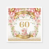ボホフェミニン60th誕生日ナプキンス金ゴールド詳細 スタンダードカクテルナプキン (正面)