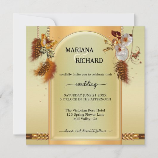 ボホフォトドリームキャッチャー結婚式招待状 招待状 (正面)