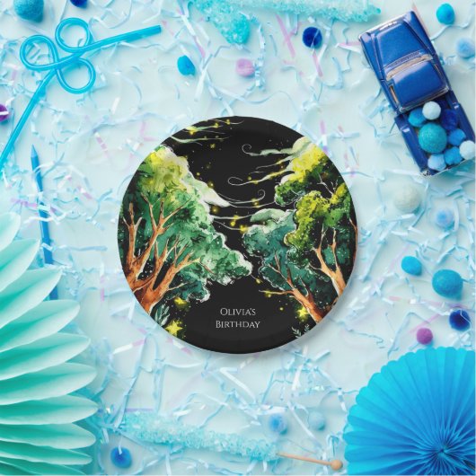 ボホフォレストウッドランド誕生日 ペーパープレート (パーティー)