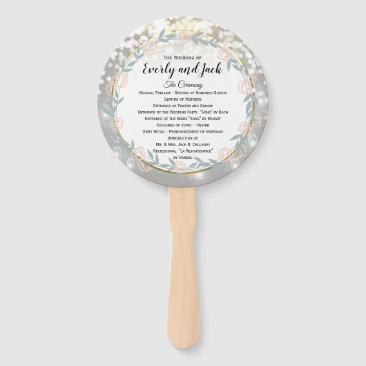 ボホフォレストメイソンジャールピンク金ゴールド結婚式 プログラム ハンドファン (正面)