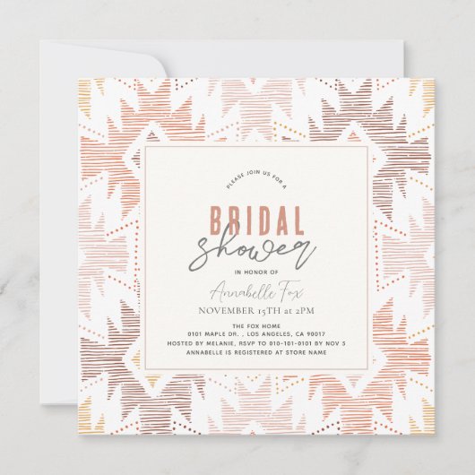 ボホフォークテキスタイルダスティバラブライダルシャワー 招待状 (正面)