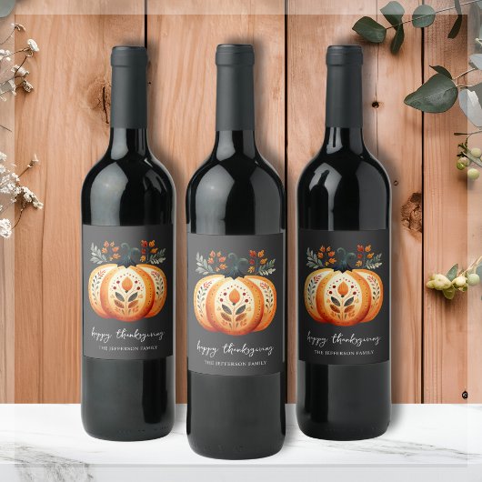 ボホフォークパンプキンサンクスギビング ワインラベル