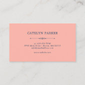 ボホフォークフラワーパターン – 深いブルー&サンゴ 名刺 (裏面)