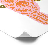 ボホフォークフローラトゥカンイラストレーションインピンク ポスター (角)