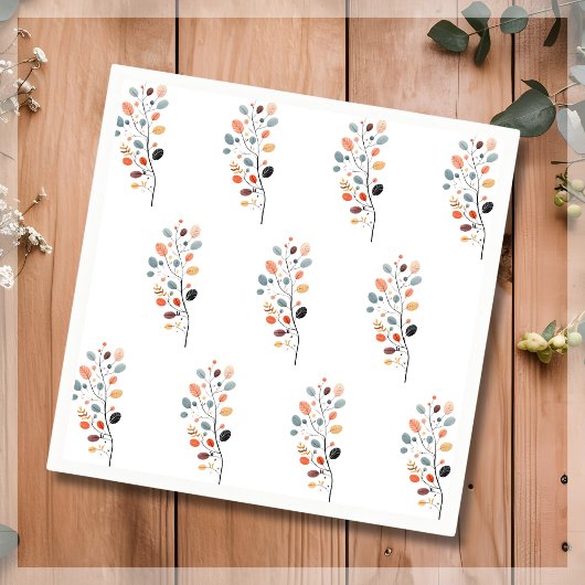 ボホフォーク秋秋の葉感謝祭 スタンダードカクテルナプキン