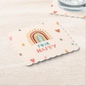 ボホフォーフォー四誕生日レインボー ペーパーコースター (アングル)