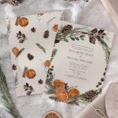 ボホフォーマルエレガントグリーンリー柑橘類の冬の結婚式 招待状