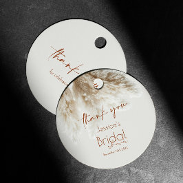 ボホフフッフィパンパスグラスブライダルシャワーサンキュー フェイバータグ