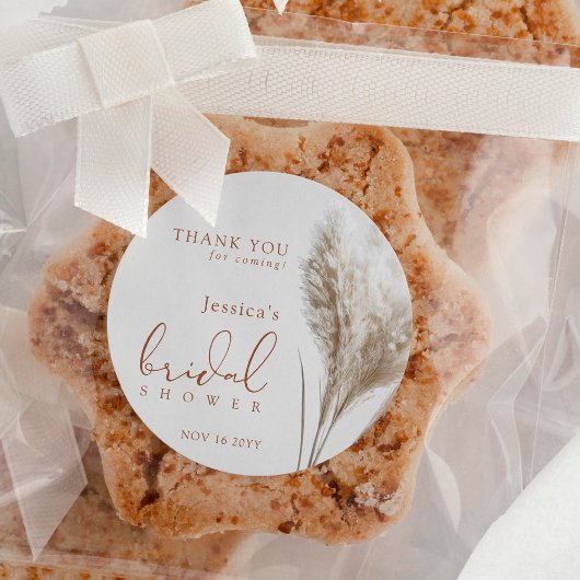 ボホフフッフィパンパスグラスブライダルシャワーサンキュー ラウンドシール