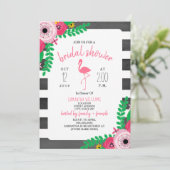 ボホフラミンゴブライダルシャワー-ピンク+黒 招待状 (スタンド正面)