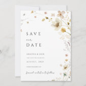 ボホフラワーと金ゴールドミニマルな日付を保存 招待状 (正面)
