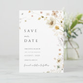 ボホフラワーと金ゴールドミニマルな日付を保存 招待状 (スタンド正面)