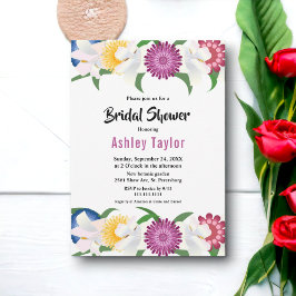 ボホフラワーカラフルズモダンフローラブライダルシャワー 招待状