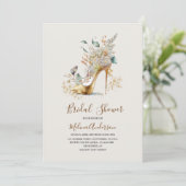 ボホフラワーゴールデンヒールウォーターカラーブライダルシャワーI 招待状 (スタンド正面)