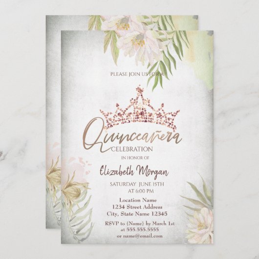 ボホフラワーズグリッタークラウンキンセアニラ 招待状 (正面/裏面)