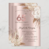 ボホフラワーズシャンパングラスバラ金ゴールド65日 招待状 (正面/裏面)