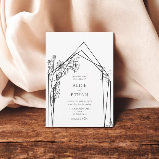 ボホフラワーズジオメトリック結婚式招待状 招待状