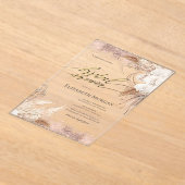 ボホフラワーズバラ金ゴールド紙吹雪ブライダルシャワー アクリル招待状 (レイダウン)