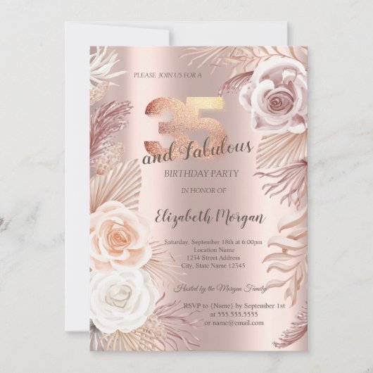 ボホフラワーズバラ金ゴールド35thバースデーパーティー 招待状 (正面)