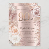 ボホフラワーズバラ金ゴールド90thバースデーパーティー 招待状 (正面/裏面)