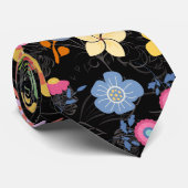 ボホフラワーズパターンB01.bブラックBG ネクタイ (ロール)