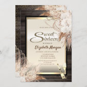 ボホフラワーズパンパスグラスウッドスウィート16 招待状 (正面/裏面)