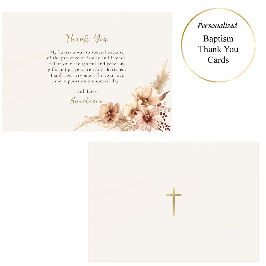 ボホフラワーズパンパスグラス正教会バプテスマ サンキューカード