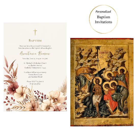 ボホフラワーズパンパスグラス正教会バプテスマ 招待状