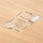 ボホフラワーズパンパスグラス金ゴールドフレーム退職 アクリル招待状 (レイダウン)