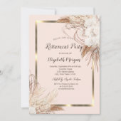 ボホフラワーズパンパスグラス金ゴールドフレーム退職 招待状 (正面)