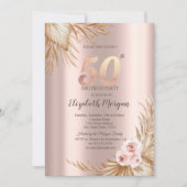 ボホフラワーズパンパバラ金ゴールド50th誕生日 招待状 (正面)