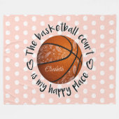 ボホフラワーズファザーバスケットボールコート幸せ場所 フリースブランケット (正面(横))