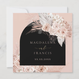 ボホフラワーズブラックアーチ結婚式招待状 招待状